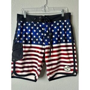 Vans Board Shorts American Flag Galaxy Print Swim Trunks Small 30‎ 4th Of July